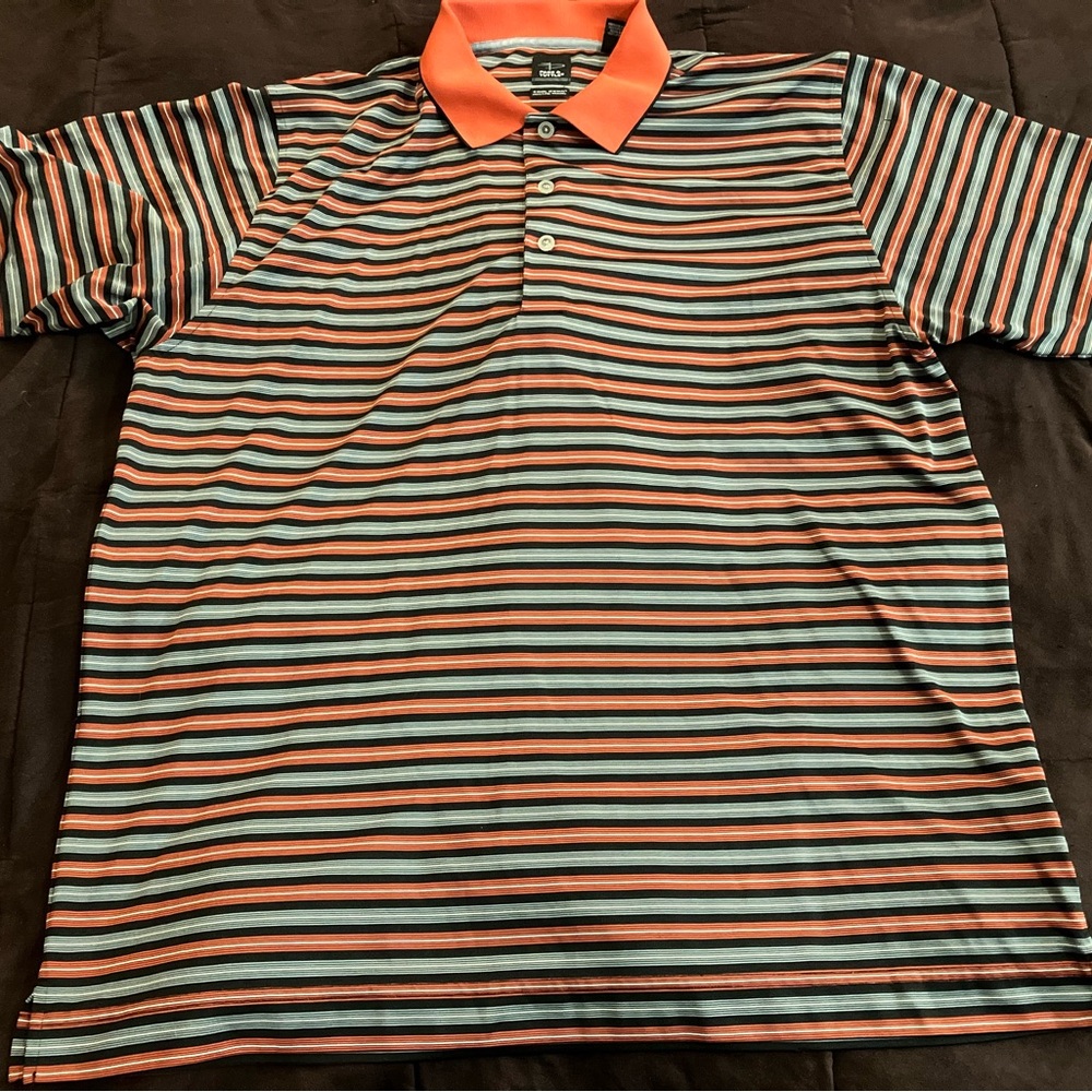 Page & Tuttle Orange and Gray Striped Polo Shirt